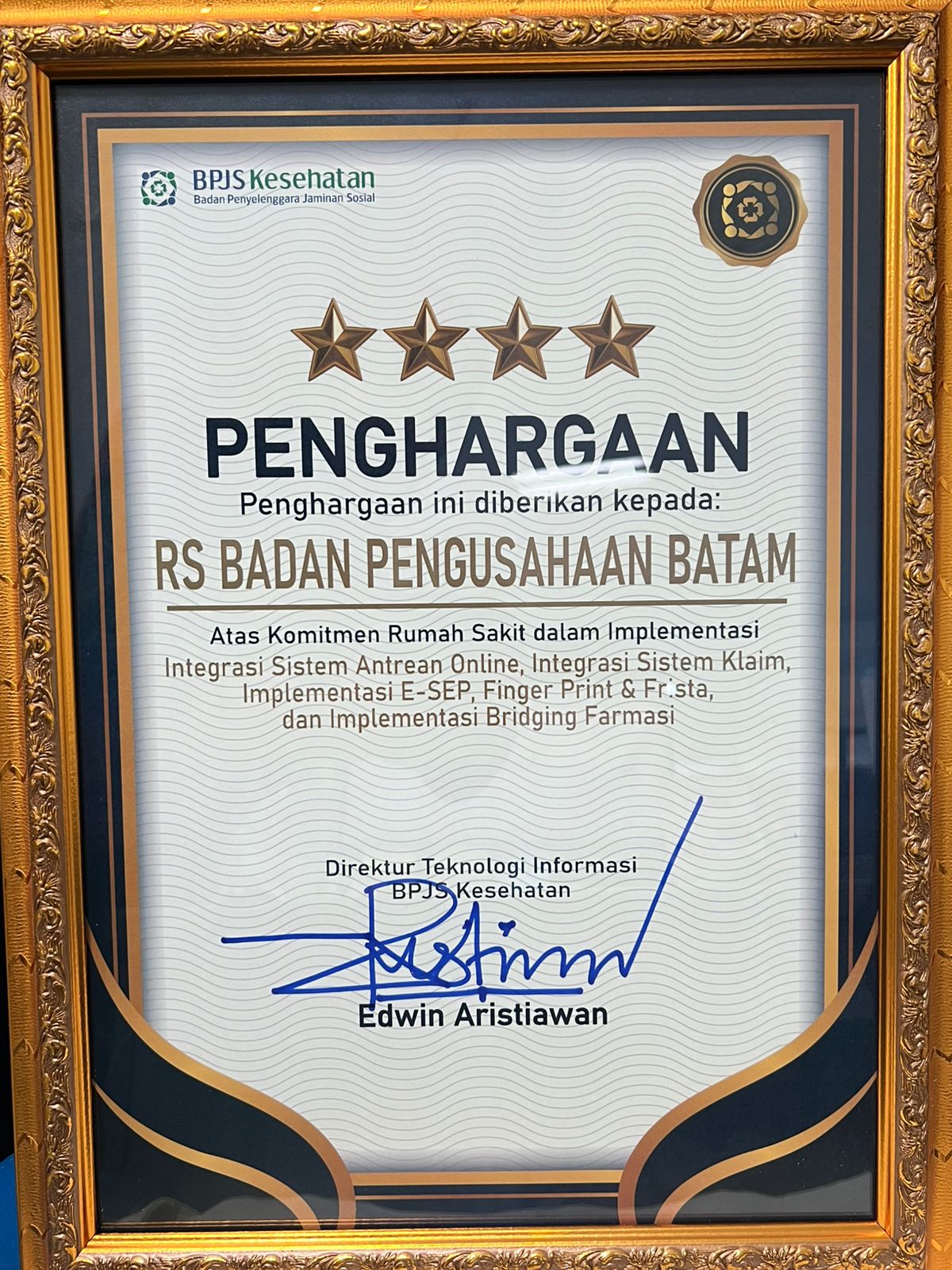 RSBP Raih Bintang 4 Transformasi Digital BPJS Kesehatan