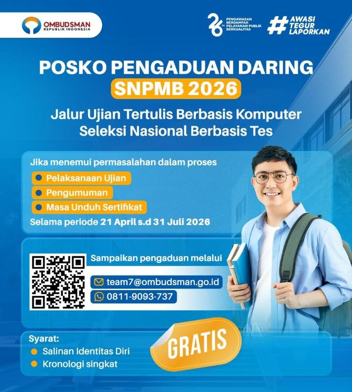 Ombudsman Kepri Buka Posko Pengaduan SNPMB 2026, Awasi Pelaksanaan UTBK-SNBT