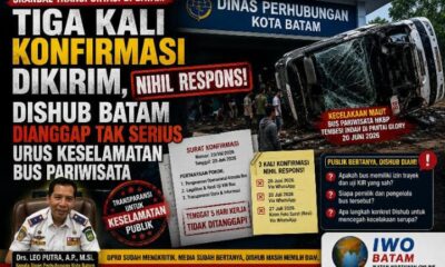 Diam Seribu Bahasa, Dishub Batam Tak Jawab Konfirmasi Soal Legalitas Bus Pariwisata Maut di Pantai Glory