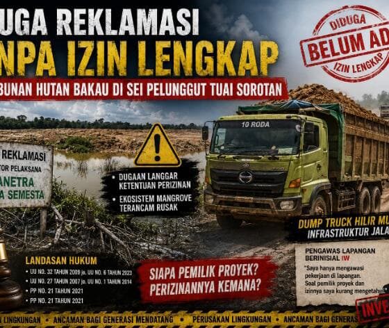 Diduga Reklamasi Tanpa Izin Lengkap, Penimbunan Hutan Bakau di Sei Pelunggut Tuai Sorotan