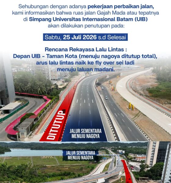 Tingkatkan Keselamatan dan Kenyamanan, BP Batam Lakukan Rekonstruksi Jalan Gajah Mada