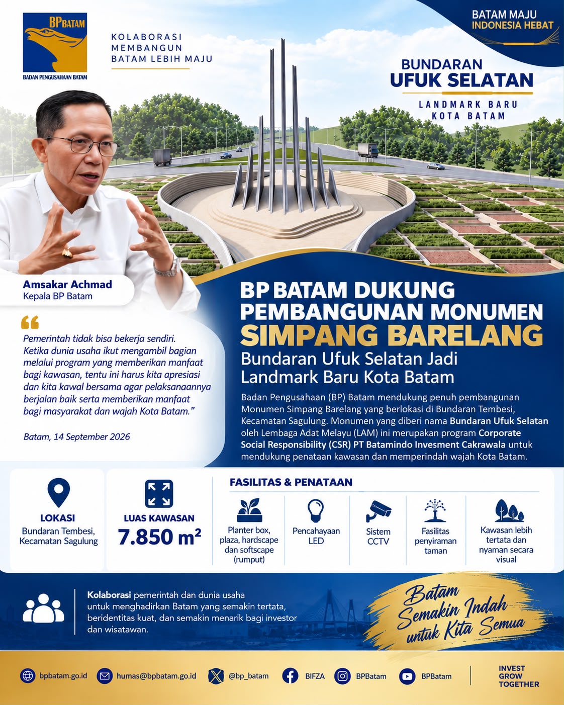 BP Batam Dorong Penataan Estetika Kota, Monumen Simpang Barelang Mulai Dibangun