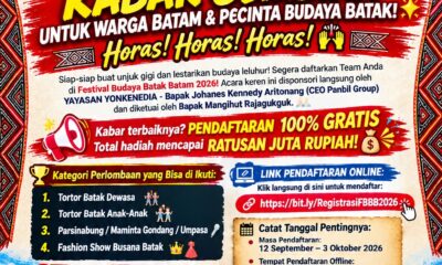 Dari Batam untuk Indonesia, Festival Budaya Batak 2026 Siapkan Hadiah Ratusan Juta