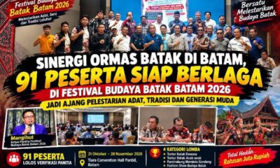 Festival Budaya Batak Batam 2026 Satukan Ormas dan Tokoh Masyarakat, 91 Peserta Siap Berkompetisi Rebut Hadiah Ratusan Juta